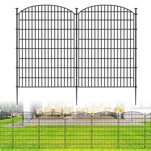 10 Panels No Dig Decorative Garden Fence, Rustproof Metal Dog Fence for Yard U518