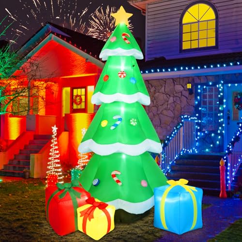 B&D 12FT Giant Christmas Inflatables Snowman Outdoor Decorations with Rotating LED Lights B36000
