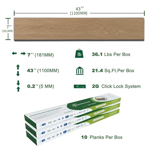 Interlocking Luxury Vinyl Flooring Wood-Look Planks SPC Rigid Core Waterproof Hickory Q852539