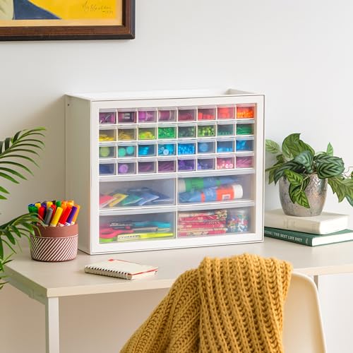IRIS USA Plastic Drawer Storage Organizer, 24-Drawer Cabinet, White L6685