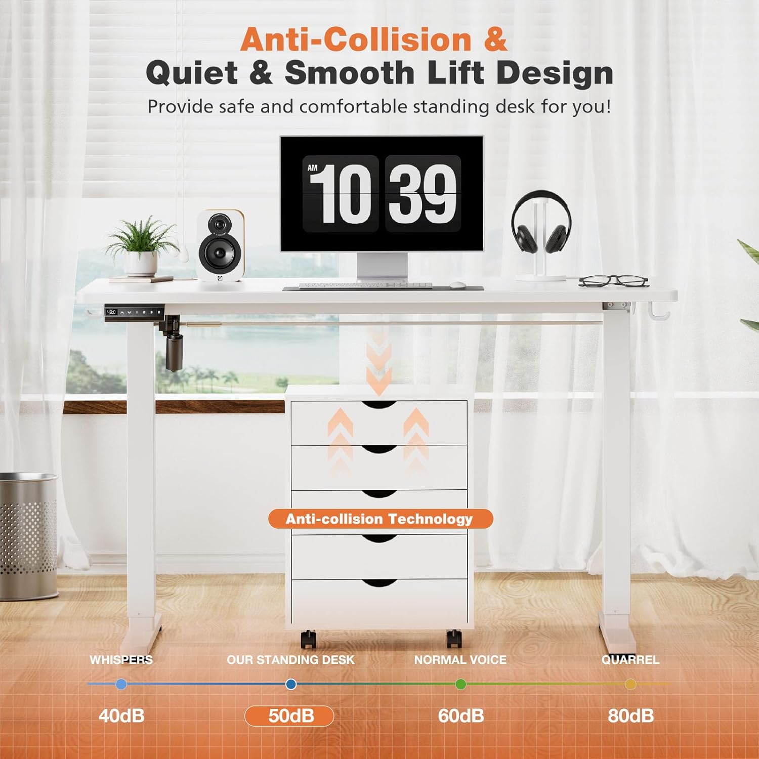 Sweetcrispy Electric Adjustable Height Standing Desk 48 x 24 inch with Splice Board L178