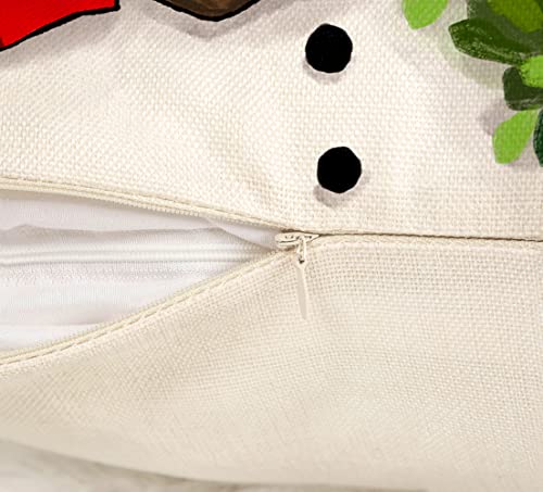 Red Christmas Pillow Covers 18x18 Set of 4 Farmhouse Snowman Santa Tree V263
