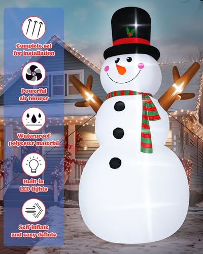 16FT Christmas Inflatable Snowman with LED Lights Outdoor Yard Decor N561071
