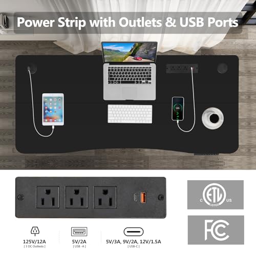 Electric Standing Desk with Charging Station, Oak W842676
