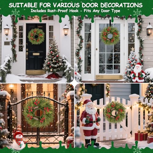 24 Inch Christmas Wreath with Red Bow for Front Door C225