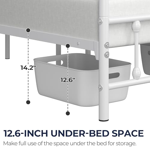 Yaheetech Classic Metal Platform Bed Frame with Victorian Headboard, Full Size Black T81083