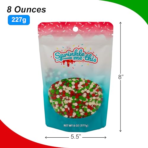 Christmas Sprinkles Mix - 12oz Resealable Bag - Red Green White Quins W612
