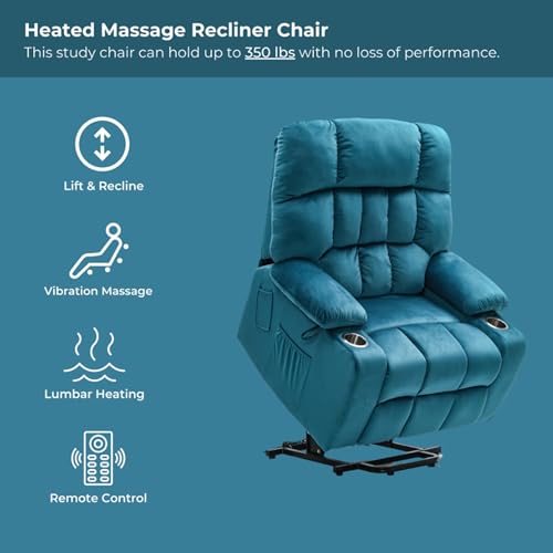 Lift Chair Recliner with Massage and Heat, Heavy Duty for Seniors, Brown V12888