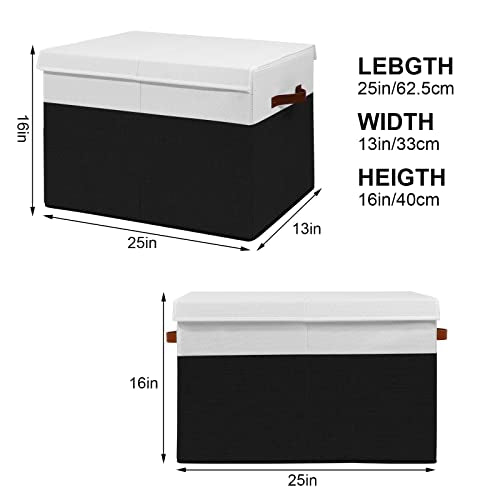 Large Toy Storage Box with Lid and Dividers for Kids, Beige and White X95078