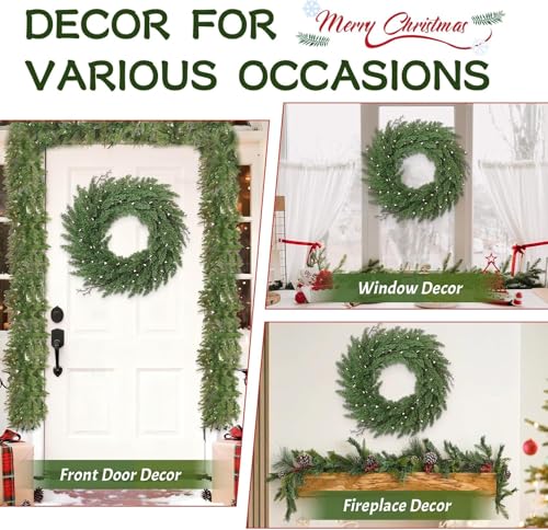 22 Inch Real Touch Norfolk Pine Christmas Wreath for Front Door P28637