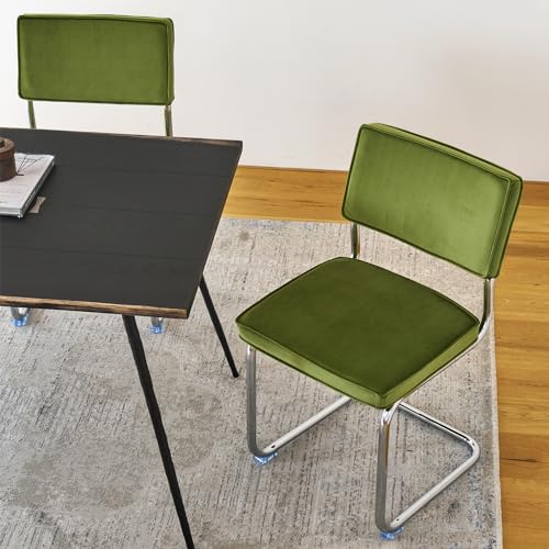 Velvet Dining Chairs with Chrome Metal Legs, Orange, 4PCS A120