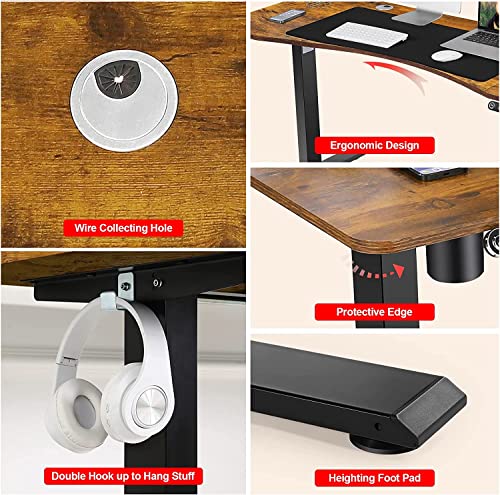 Electric Standing Desk with Charging Station, Oak W842676