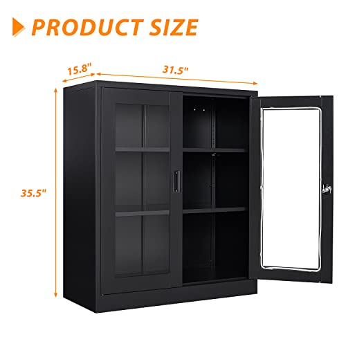 Metal Storage Cabinet with Doors and Shelves, 71" Locking Steel, White L799