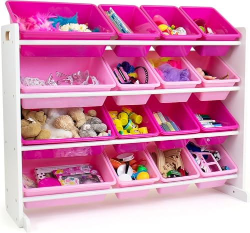 Humble Crew Supersized Toy Storage Organizer with 16 Removable Bins, Grey/White D772791