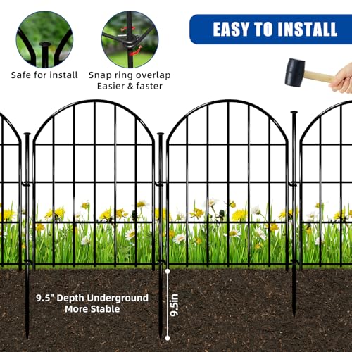 26 Pack Decorative Garden Fence, 22in x 28ft Arched No Dig Border, Rustproof Metal Animal Barrier N93965