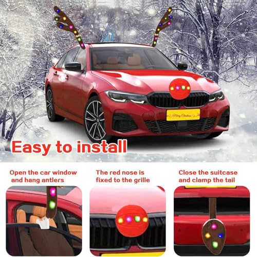 Rudolph Reindeer Vehicle Kit with Antlers, Nose, Bells & Tail for Truck O65053