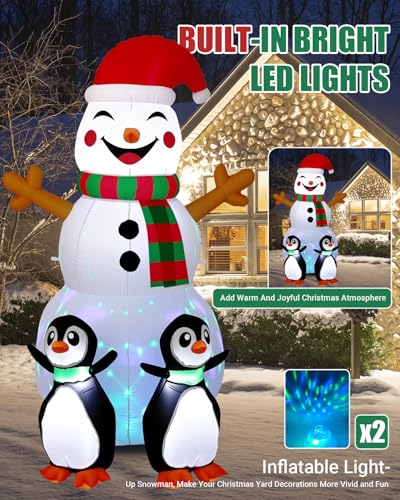 Christmas Inflatable Snowman with Penguin Yard Decoration with LED Lights K4000