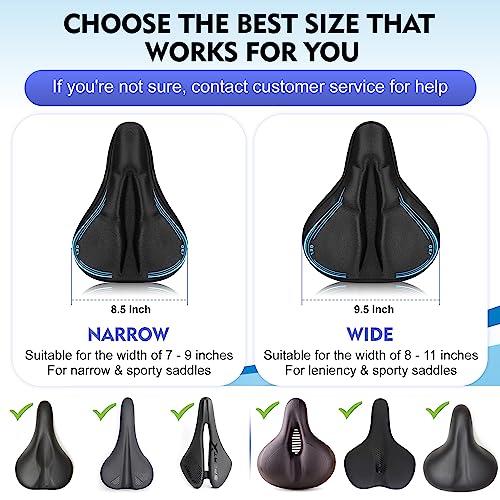 Gel & Memory Foam Bike Seat Cushion Cover for Women & Men, 3-Zone Comfort for Indoor & Outdoor Bikes Q68747