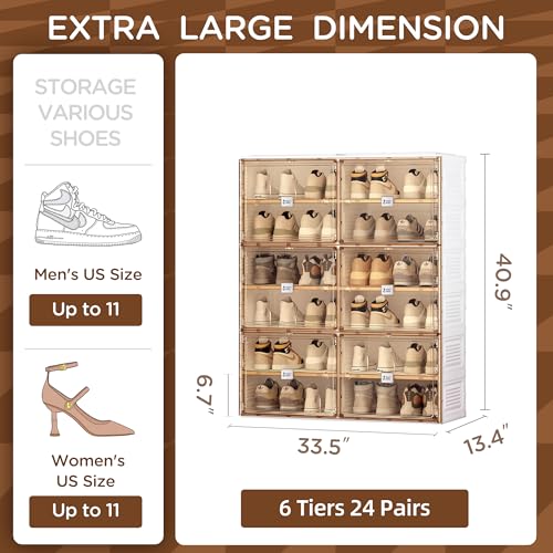 Portable Shoe Rack Organizer with Magnetic Clear Door, 7 Tiers V663