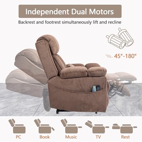 Power Lift Chair Recliner with Massage and Heat for Adults, Dual Motor H2507