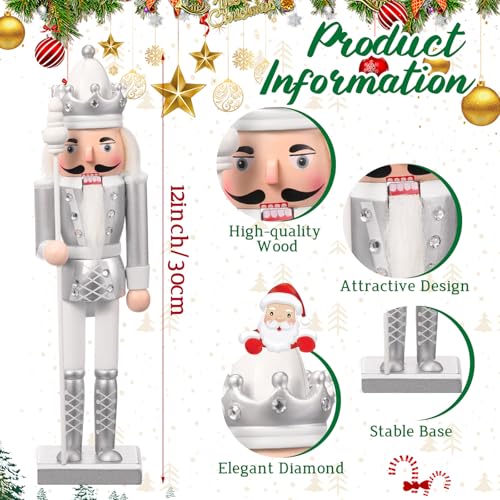 Huwena 2Pcs Christmas Nutcracker Soldier Wooden Figure Decor 12'' Z474