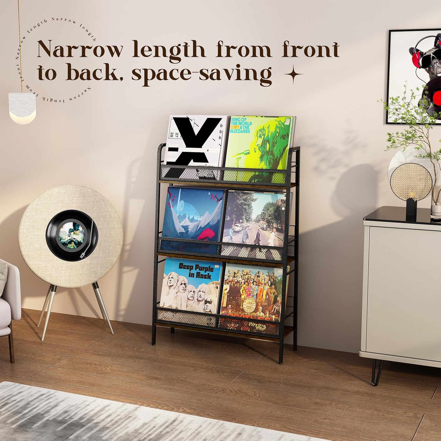Vinyl Record Storage Holder 3 Tier Large Capacity LP Rack Solid Metal Frame Z559634
