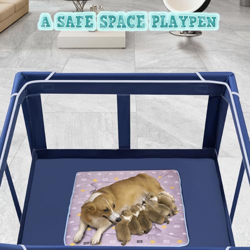 42x42x25.6 Inches Puppy Playpen with Gate for Small Dogs Indoor & Outdoor G192