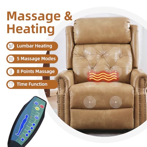 Oversized Power Lift Recliner Chair for Elderly with Massage and Heat T36815