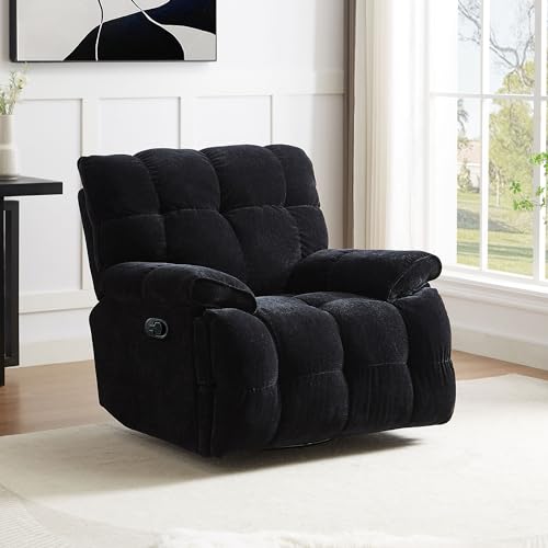 Oversized Rocker Recliner Chair with Breathable Velvet Fabric, Cream White Y969206