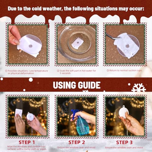 5Pack Christmas Window Lights Snowflake LED with Timer Battery Powered U214