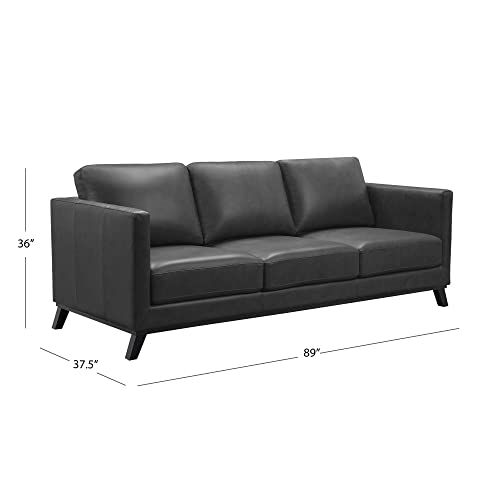 Abbyson Living Mid-Century Modern Top Grain Leather Sofa, Camel D57369