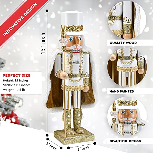 Ornativity Christmas Gold King Nutcracker 14" Glittered Wooden Figure H15271