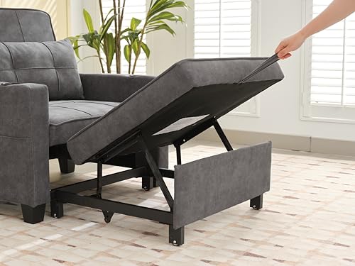 INMOZATA Convertible Sofa Bed Chair with Cup Holder, USB Port, Blue J652