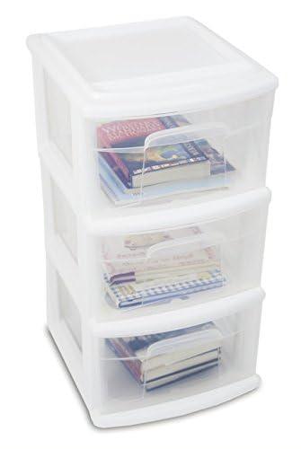 HOMZ 3-Tier Clear Plastic Storage Organizer Cart with Wheels, Black Frame M4715