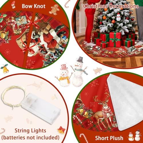 Christmas Tree Skirt 36 Inch with Snowman Reindeer Santa Snowflake L183244
