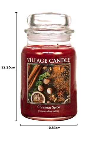 Village Candle Christmas Spice Large Glass Apothecary Jar Scented Candle, 21.25 oz V306