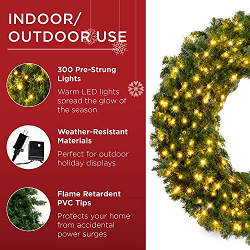 Best Choice Products 60in Pre-Lit Fir Christmas Wreath with 300 LED Lights E577048