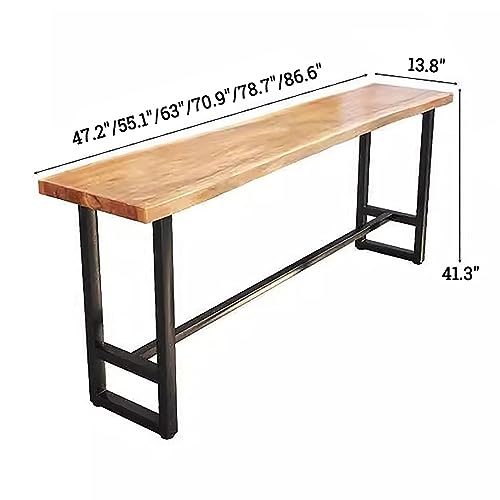 Solid Wood Bar Table with Footrest, Live Edge, 55.1" Natural K830349