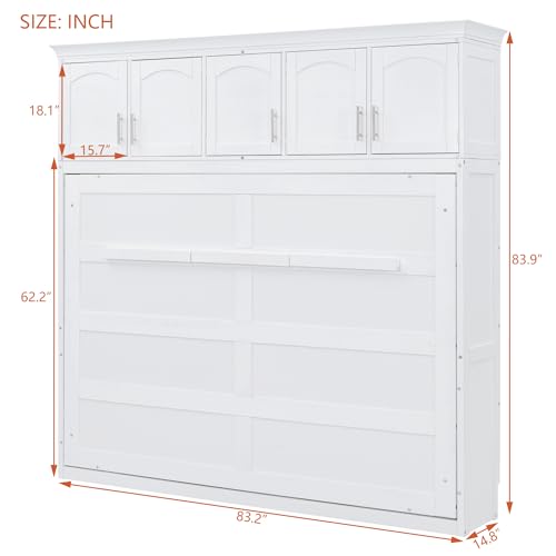 Harper & Bright Designs Full Murphy Cabinet Bed with USB Port, Gray F28708