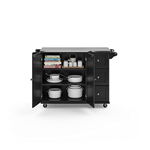 homestyles Mobile Kitchen Island Cart with Stainless Steel Top, Sage Green J6213