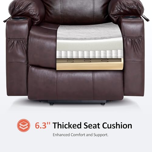 MCombo Power Lift Recliner Chair for Elderly with Heat and Massage, Faux Leather, Black V60394