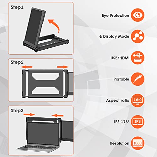Laptop Screen Extender 15.6" Portable Monitor with 120% sRGB, FHD IPS & USB to HDMI Hub L477181