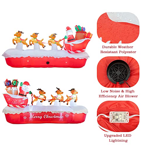 COOLWUFAN 6 FT Christmas Inflatables Santa Claus with Gifts Bag, LED Lights Outdoor Yard Decoration T979