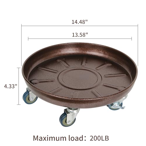 2 Pack Metal Plant Caddy with Wheels, Lockable Casters, Heavy Duty Q2424