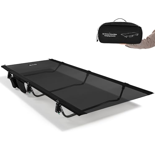 Gonex 31.5" Extra Wide Camping Cot with Breathable Mesh Fabric Supports 350lbs, Portable Ultralight Folding Cot Bed for Adults Travel, Beach, Home, Sleeping (Mesh)