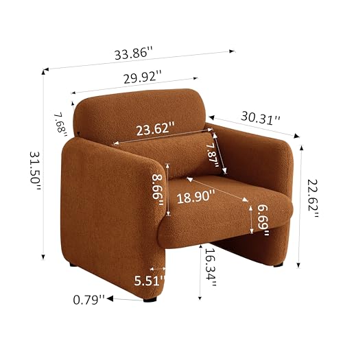 Modern Accent Chair with Lambskin Sherpa Fabric, Cream V3285