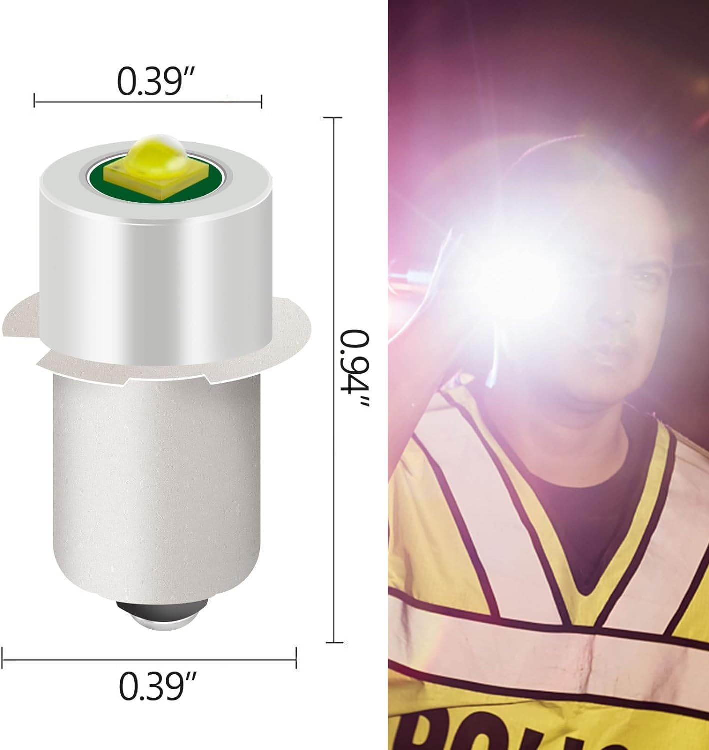 4 Pack LED Flashlight Bulb P13.5S PR2 Conversion Kit 3W White for 2-4C&D Cell Torch Lantern Y32684