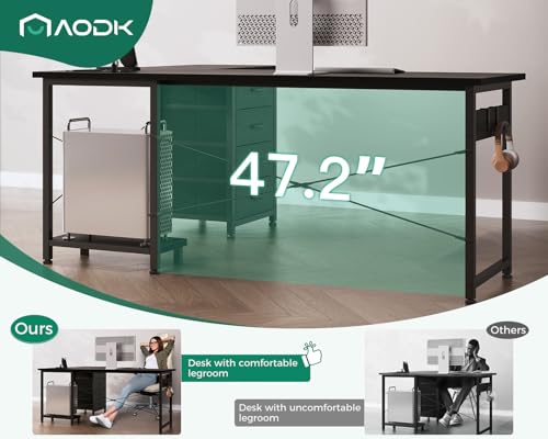 AODK L Shaped Gaming Desk with 4 Drawers, Power Outlets, Black P81263