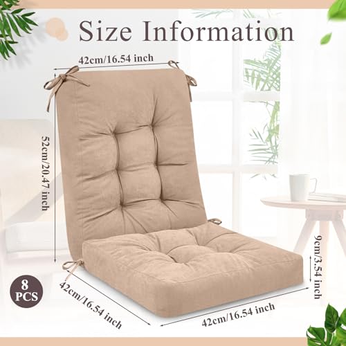 Juexica 4 Sets Outdoor Patio Chair Cushions High Back Tufted Beige D1688
