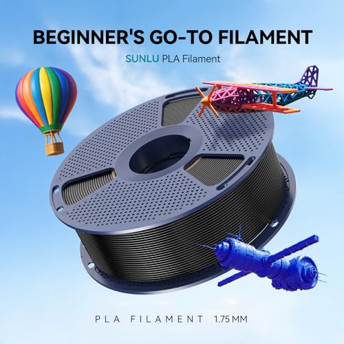 SUNLU 4kg PLA 3D Printer Filament Bundle, 1.75mm, 4 Black Spools V387